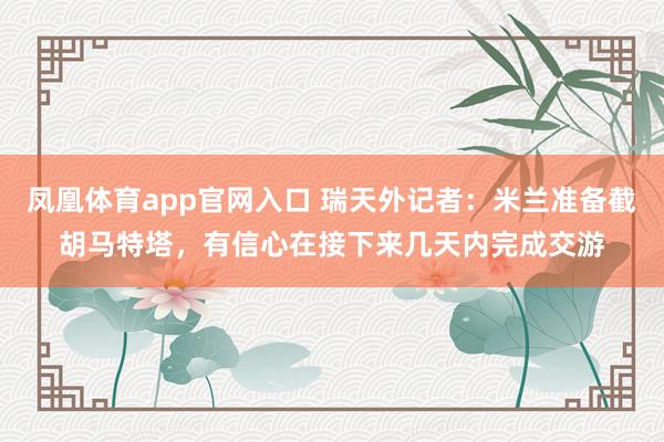 凤凰体育app官网入口 瑞天外记者：米兰准备截胡马特塔，有信心在接下来几天内完成交游