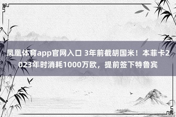 凤凰体育app官网入口 3年前截胡国米！本菲卡2023年时消耗1000万欧，提前签下特鲁宾