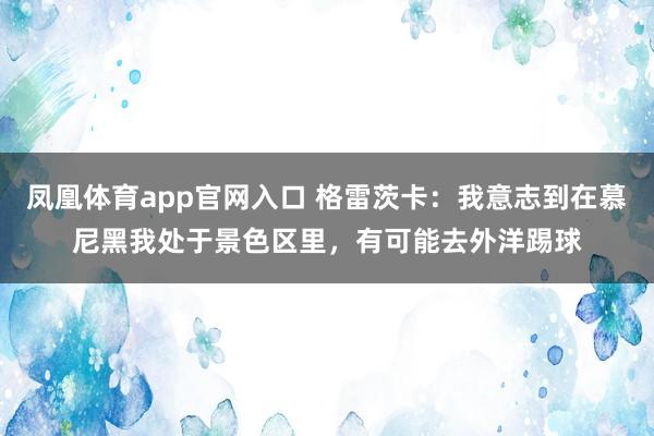 凤凰体育app官网入口 格雷茨卡：我意志到在慕尼黑我处于景色区里，有可能去外洋踢球