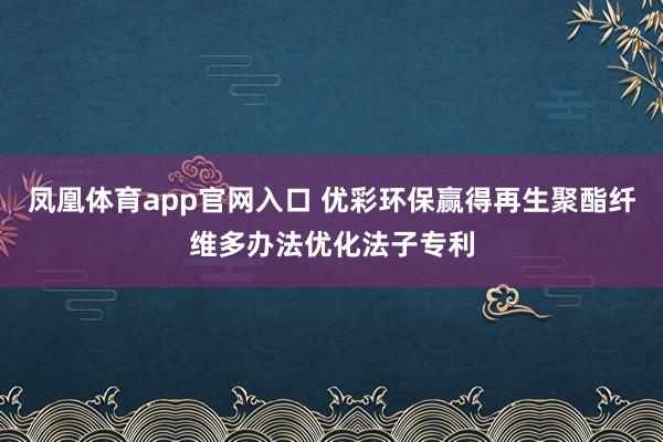 凤凰体育app官网入口 优彩环保赢得再生聚酯纤维多办法优化法子专利