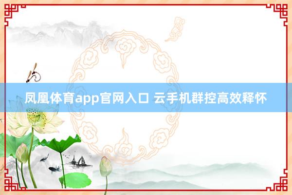 凤凰体育app官网入口 云手机群控高效释怀