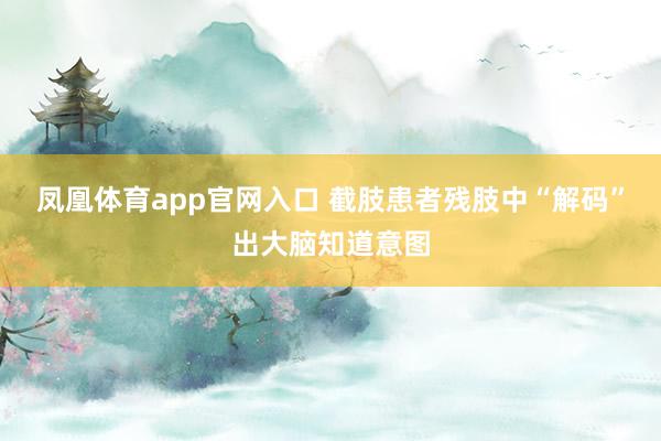 凤凰体育app官网入口 截肢患者残肢中“解码”出大脑知道意图