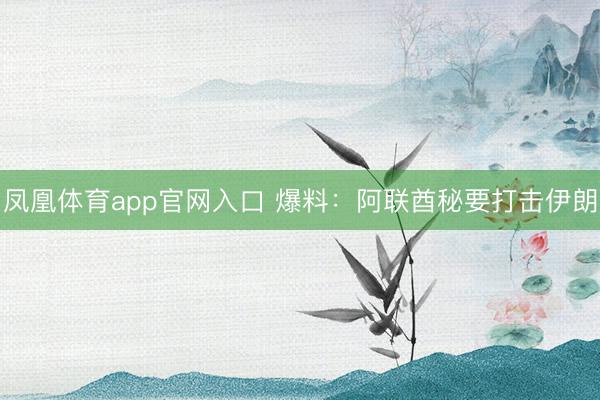 凤凰体育app官网入口 爆料:阿联酋秘要打击伊朗