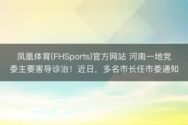 凤凰体育(FHSports)官方网站 河南一地党委主要害导诊治！近日，多名市长任市委通知