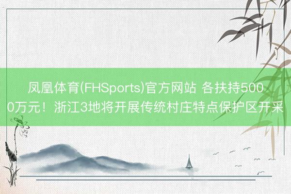 凤凰体育(FHSports)官方网站 各扶持5000万元！浙江3地将开展传统村庄特点保护区开采