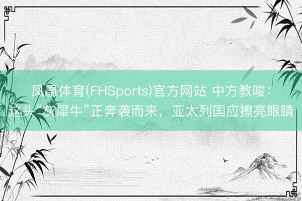 凤凰体育(FHSports)官方网站 中方教唆：这头“灰犀牛”正奔袭而来，亚太列国应擦亮眼睛