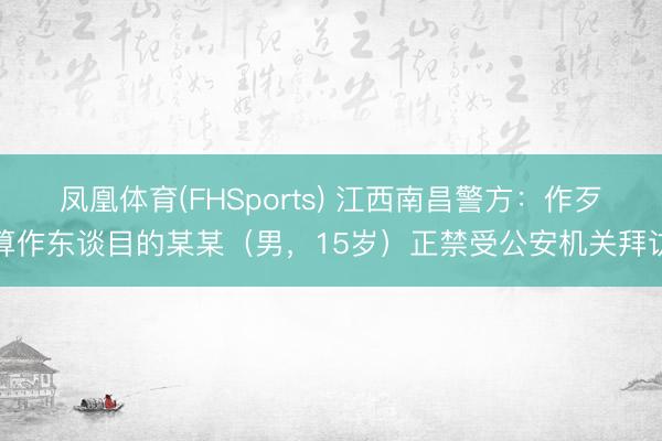 凤凰体育(FHSports) 江西南昌警方：作歹算作东谈目的某某（男，15岁）正禁受公安机关拜访