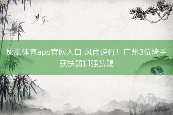 凤凰体育app官网入口 风雨逆行!广州3位骑手获扶弱抑强赏赐