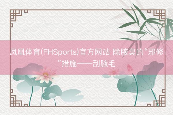 凤凰体育(FHSports)官方网站 除腋臭的“邪修”措施——刮腋毛