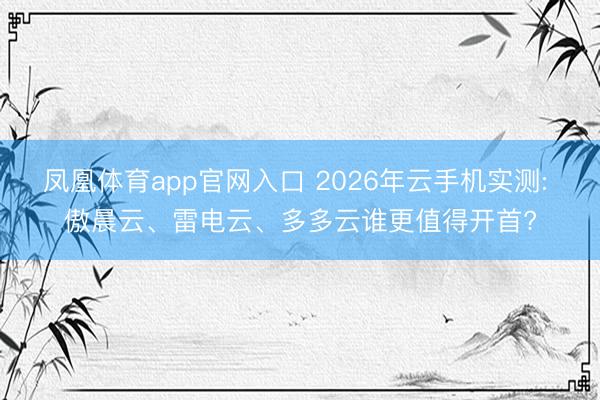 凤凰体育app官网入口 2026年云手机实测: 傲晨云、雷电云、多多云谁更值得开首?
