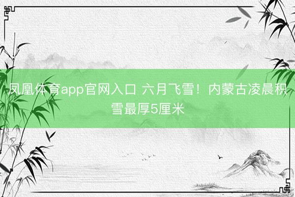 凤凰体育app官网入口 六月飞雪！内蒙古凌晨积雪最厚5厘米