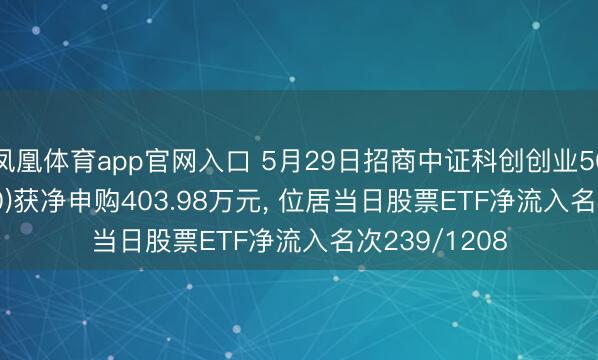 凤凰体育app官网入口 5月29日招商中证科创创业50ETF(588300)获净申购403.98万元， 位居当日股票ETF净流入名次239/1208