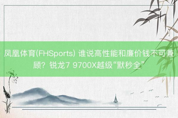 凤凰体育(FHSports) 谁说高性能和廉价钱不可兼顾？锐龙7 9700X越级“默秒全”