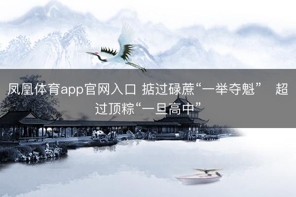 凤凰体育app官网入口 掂过碌蔗“一举夺魁”　超过顶粽“一旦高中”