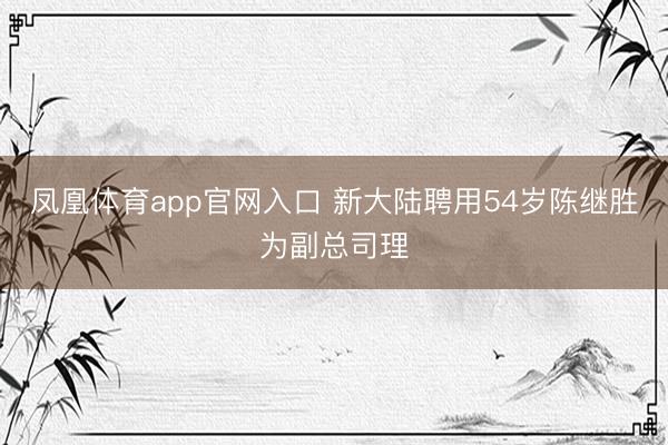 凤凰体育app官网入口 新大陆聘用54岁陈继胜为副总司理