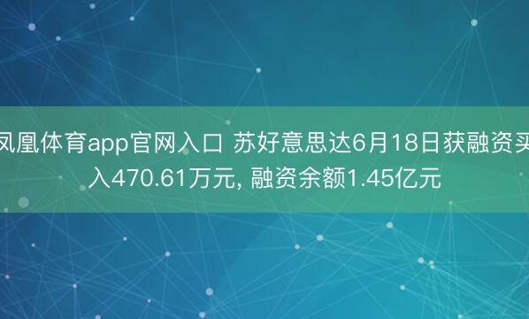 凤凰体育app官网入口 苏好意思达6月18日获融资买入470.61万元, 融资余额1.45亿元