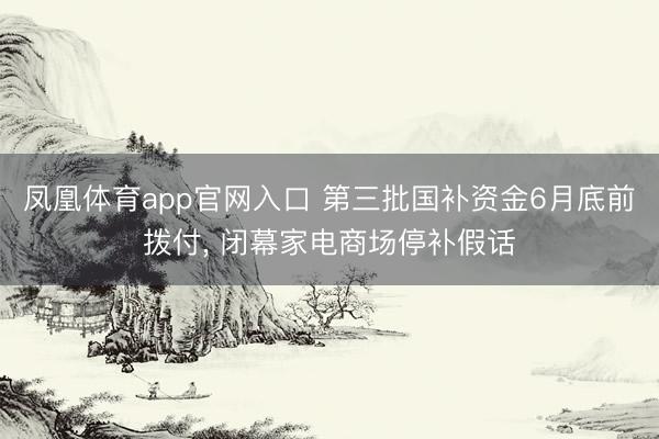 凤凰体育app官网入口 第三批国补资金6月底前拨付， 闭幕家电商场停补假话